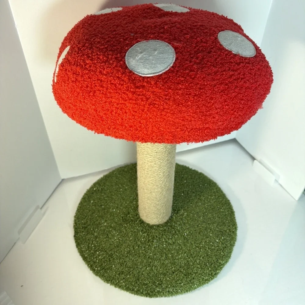 Deluxe Jute Mushroom Cat Scratching Post Multicolor And Adorable 17